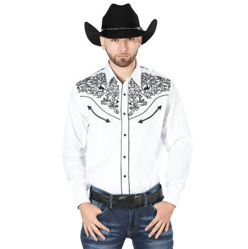 Camisa Vaquera Bordada El Señor de los Cielos Color Blanco GEN-44188 - El General