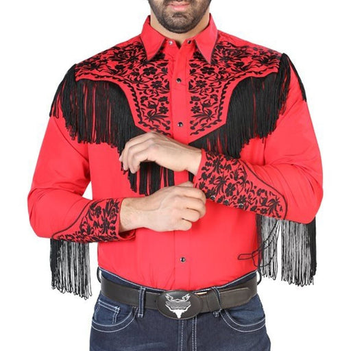 Camisa Vaquera Bordada El Señor de los Cielos Roja GEN-126709 - El General