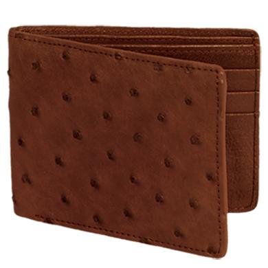 Genuine Ostrich Skin Wallet, Brown Color - Los Altos Boots