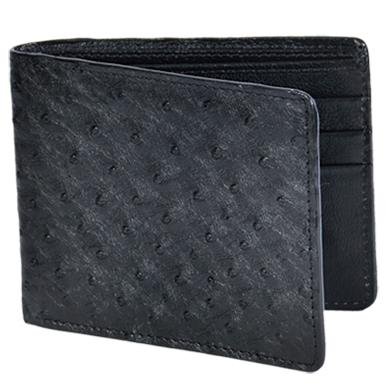 Genuine Ostrich Skin Wallet, Black Color - Los Altos Boots