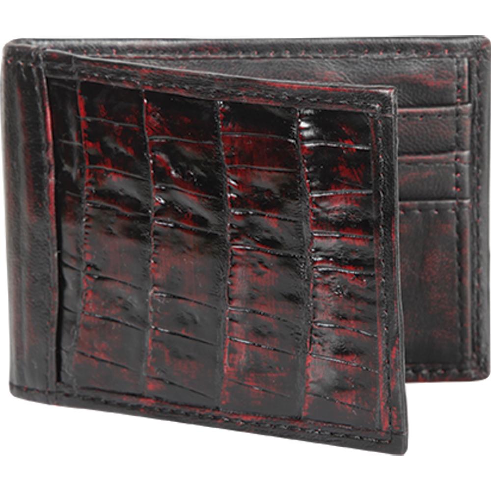 Genuine Leather and Caiman Wallet Black Cherry Color - Los Altos Boots - Front View