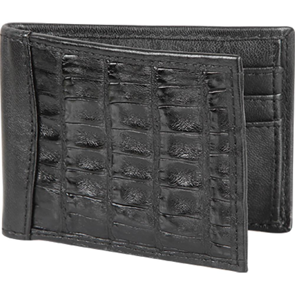 Genuine Leather and Caiman Wallet Black Color - Los Altos Boots - Front View