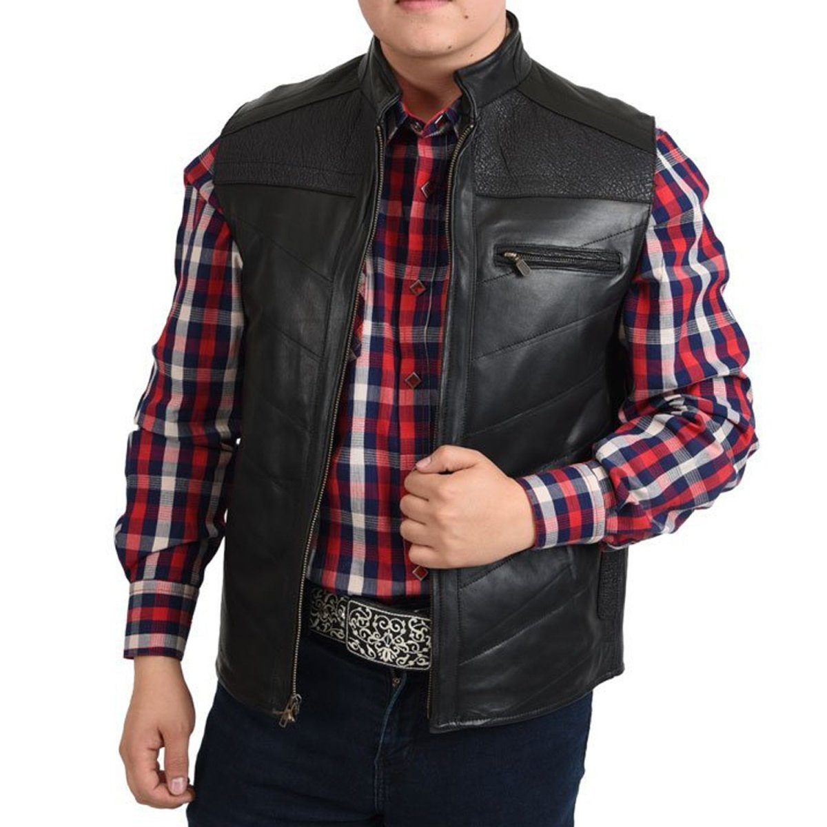 Chaleco Vaquero de Piel y Tiburon WD-1771 - White Diamonds