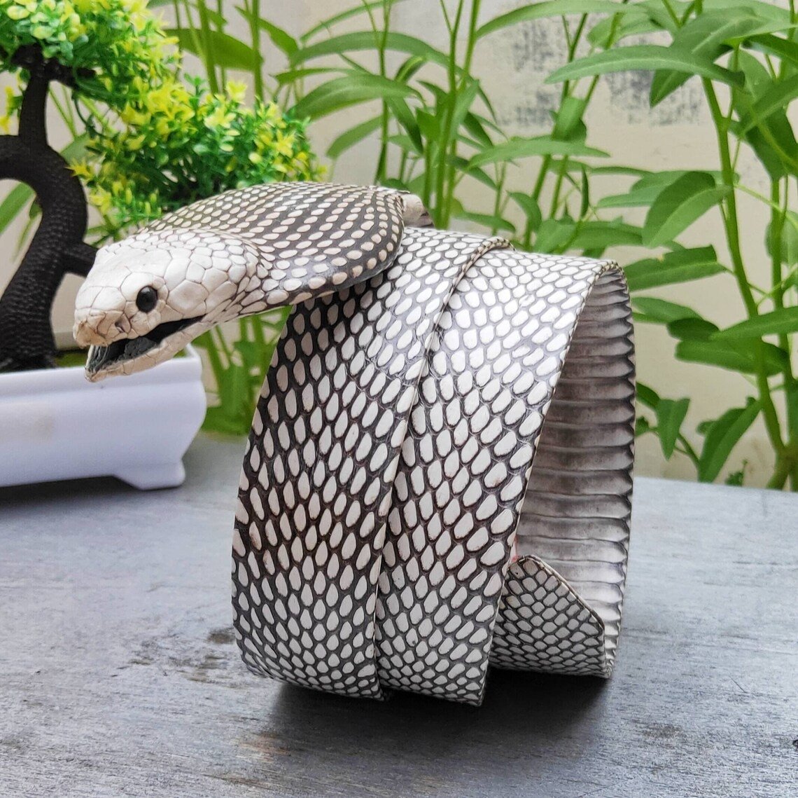 Cinto de Cobra con Cabeza Piel Original WD-1444 - White Diamonds Boots