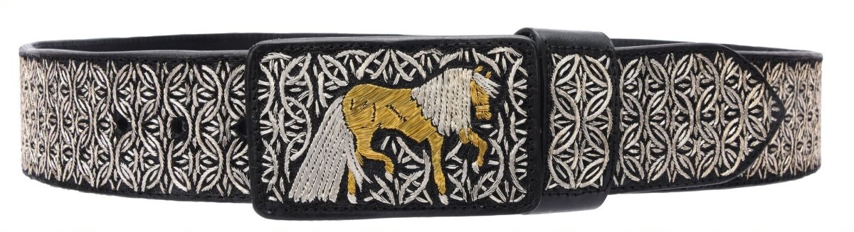 Cinto de Hilo de Plata Fino Original para Hombre WD-1733 - Caballo Bronco