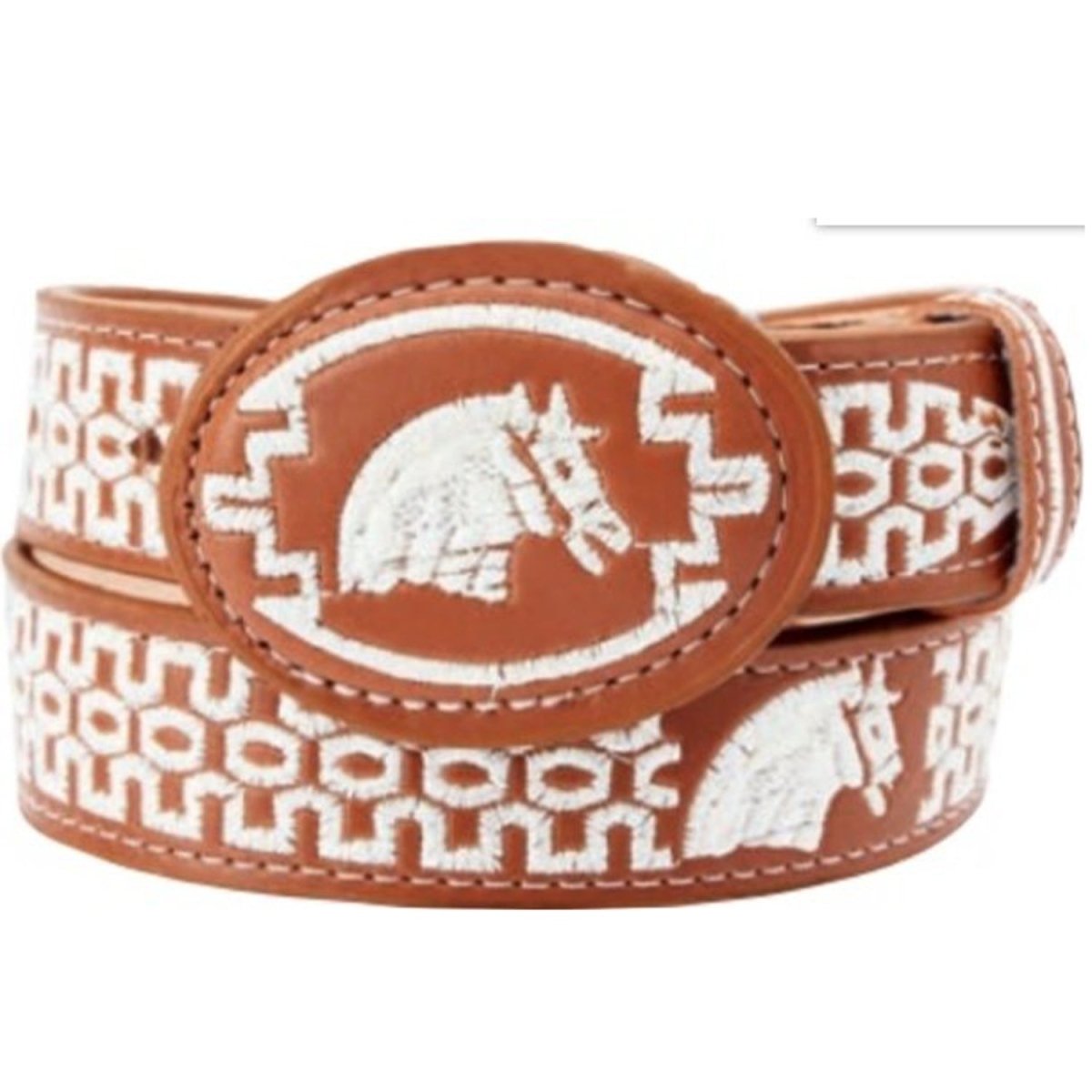 Cinto Vaquero Bordado para Niño Color Natural con Bordado Blanco imp-15123 - Impormexico