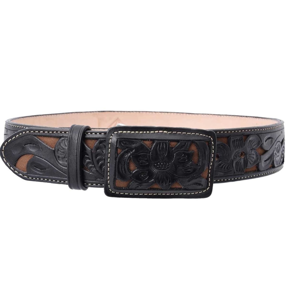 Cinto Vaquero de Cuero Cincelado Original Color Negro WD-1533 - White Diamonds Boots