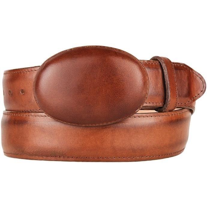 Genuine Leather Cowboy Belt Honey Color - Los Altos Boots - Front View