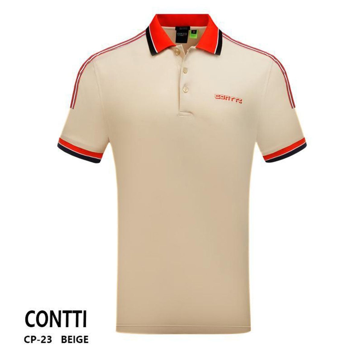 CONTTI Men's Cotton Contrast Striped Logo Polo Shirt - Contti