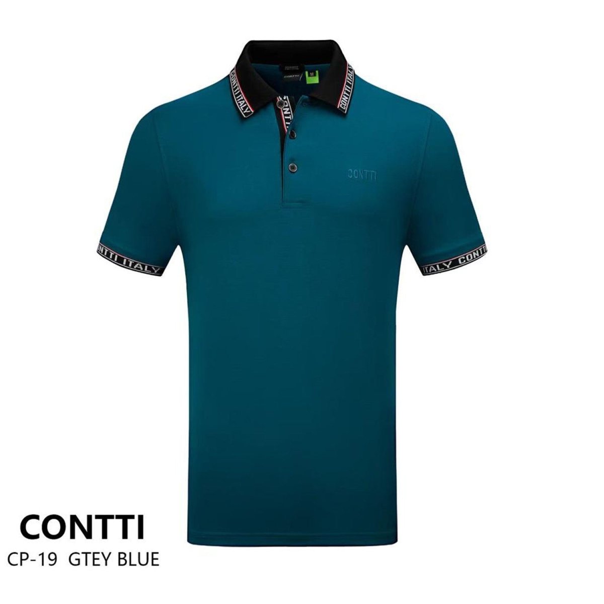 CONTTI Men's Cotton Striped Logo Polo Shirt - Contti