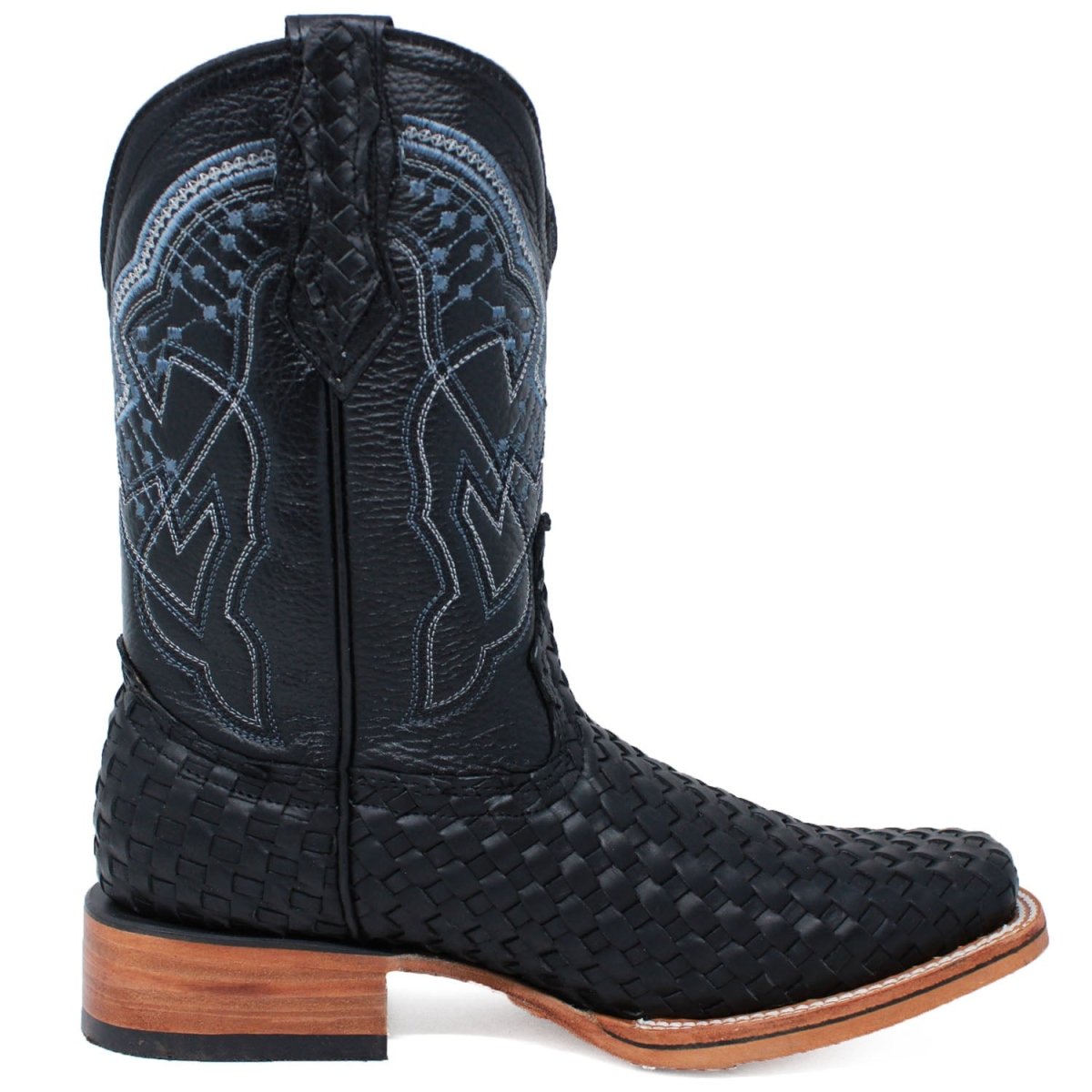 Copy of Men's Petatillo Woven Bulldog Square Toe Boots - Black - LA CARRETA