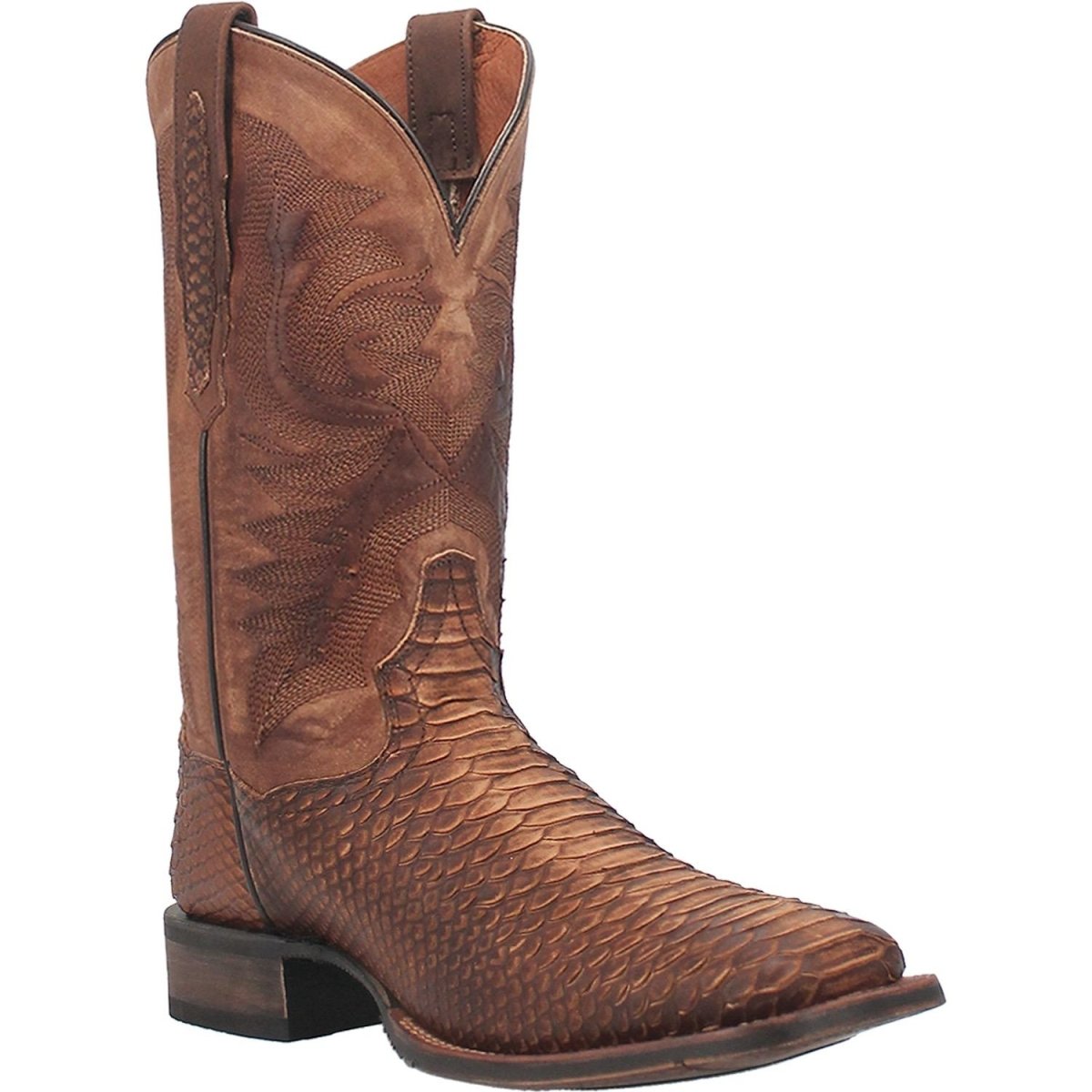 Dan Post Men's KA Python Print Leather Square Toe Boots - Brown - Dan Post Boots