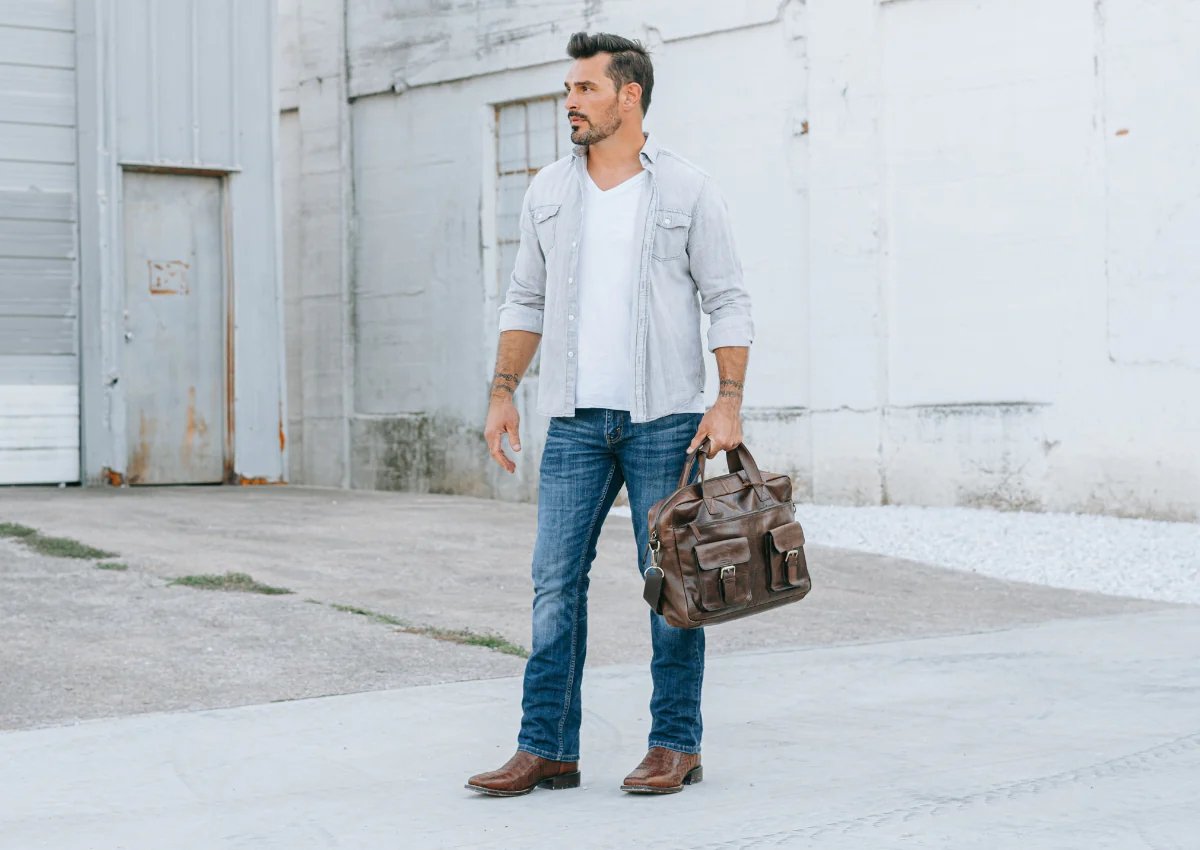 Dan Post Men's Kingly Genuine Caiman Belly Square Toe Boots - Bay Apache - Dan Post Boots