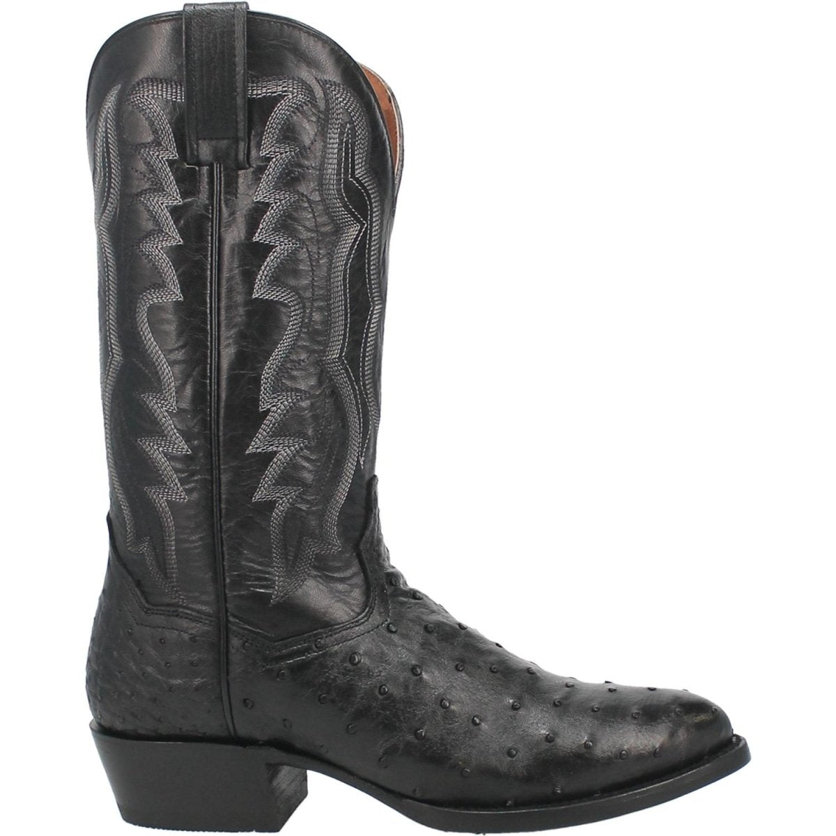 Dan Post Men's Tempe Full Quill Ostrich Round Toe Boots - Black - Dan Post Boots