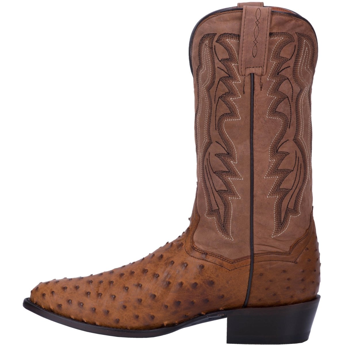 Dan Post Men's Tempe Full Quill Ostrich Round Toe Boots - Saddlebrown - Dan Post Boots