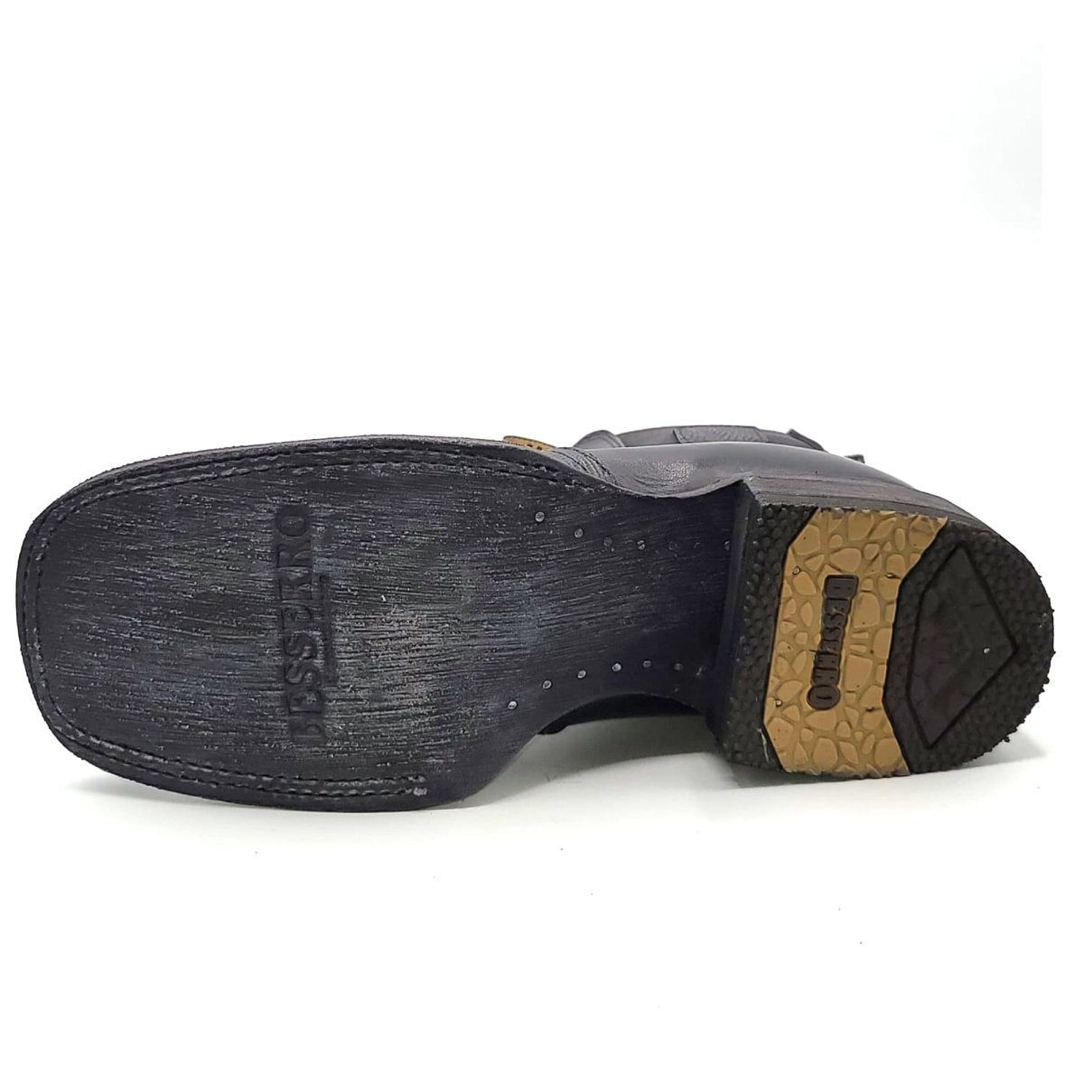 El Besserro Men's Lizard Print Square Toe Ankle Boots Black H6442 - Hooch Boots