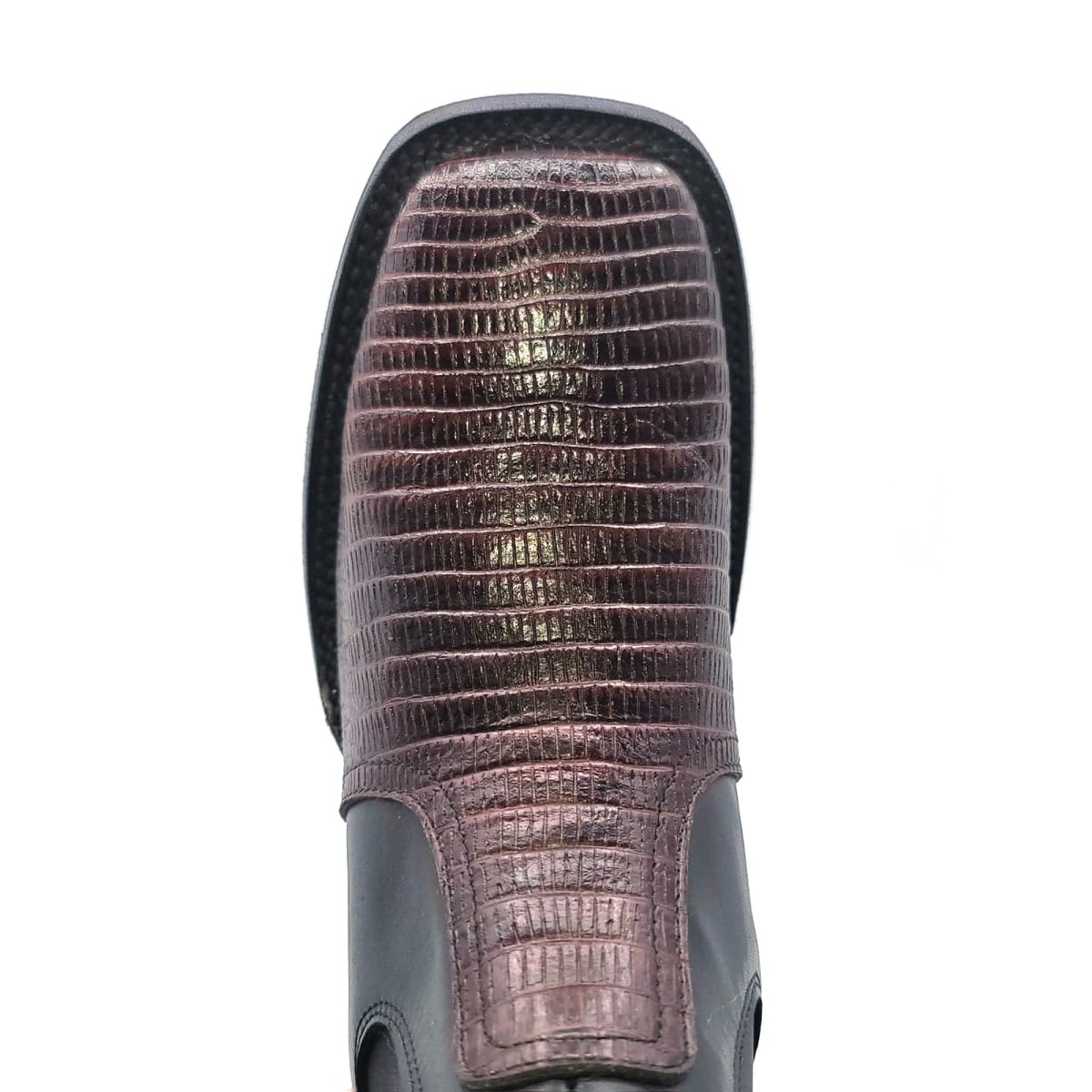 El Besserro Men's Lizard Print Square Toe Ankle Boots Burgundy - Besserro