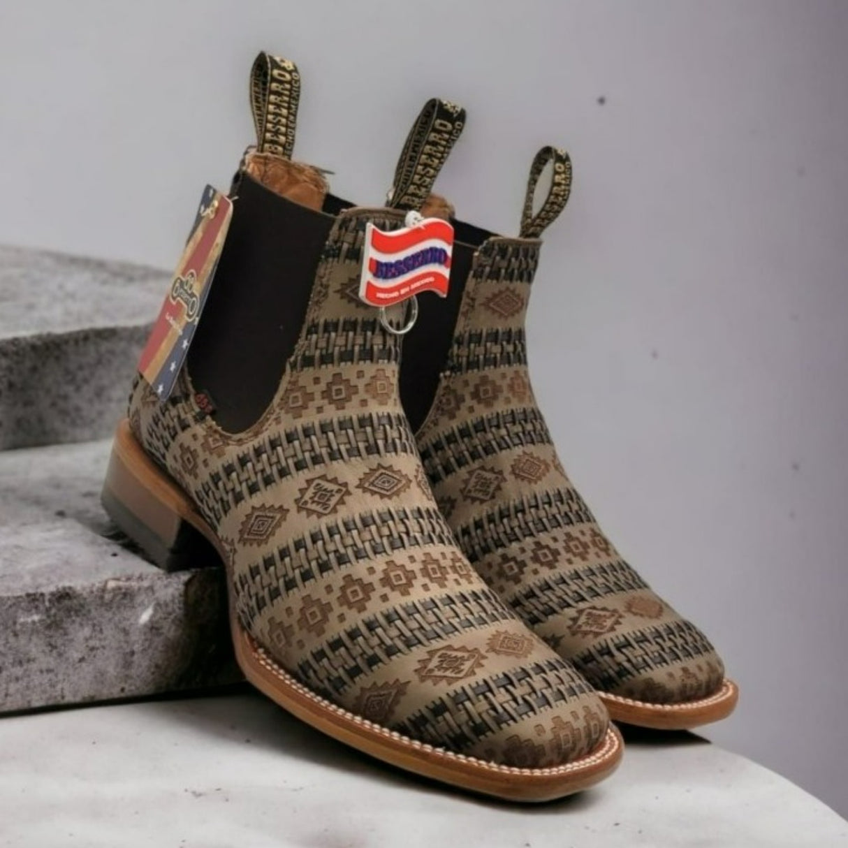 El Besserro Men's Petatillo Leather Square Toe Ankle Boots Capuchino - Hooch Boots