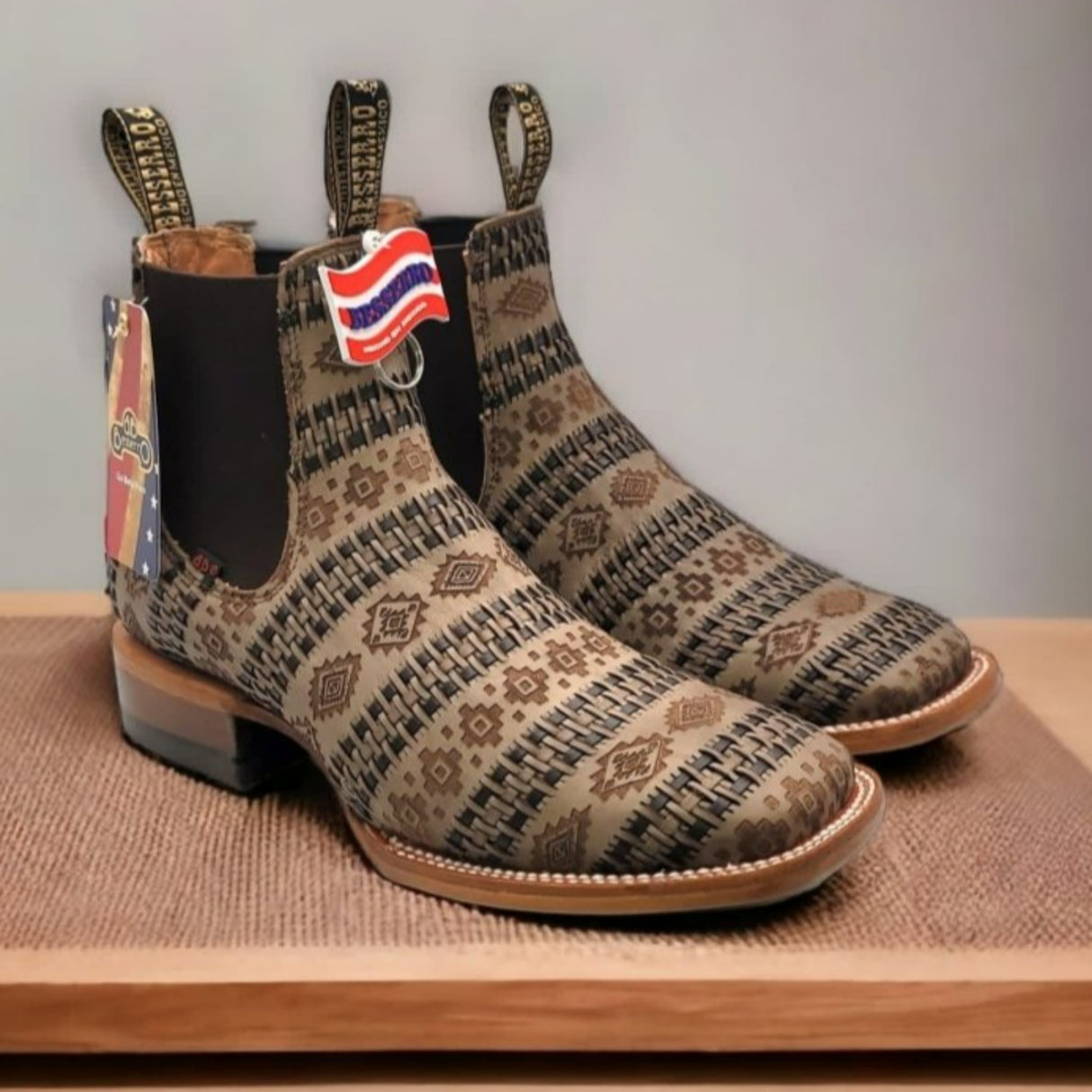 El Besserro Men's Petatillo Leather Square Toe Ankle Boots Capuchino - Hooch Boots