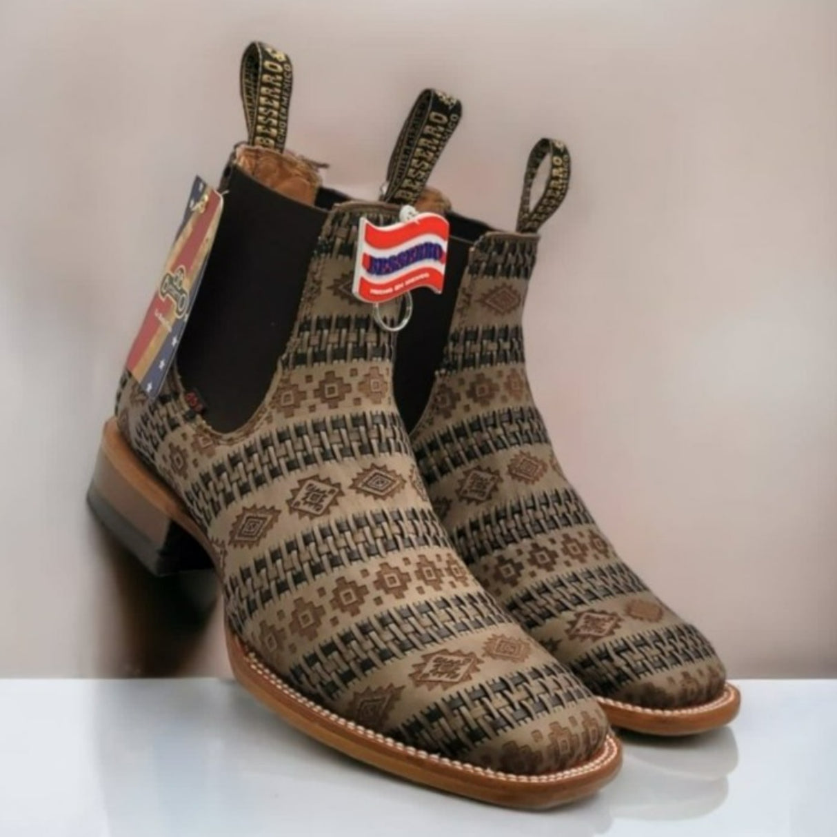 El Besserro Men's Petatillo Leather Square Toe Ankle Boots Capuchino - Hooch Boots