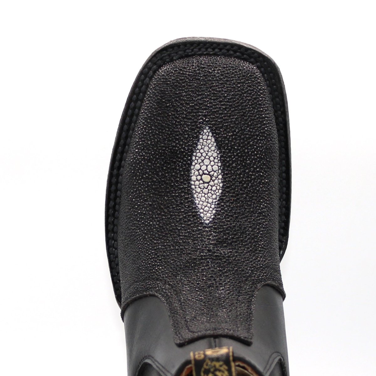 El Besserro Square Toe Print Stingray Ankle Boots Black - Hooch Boots