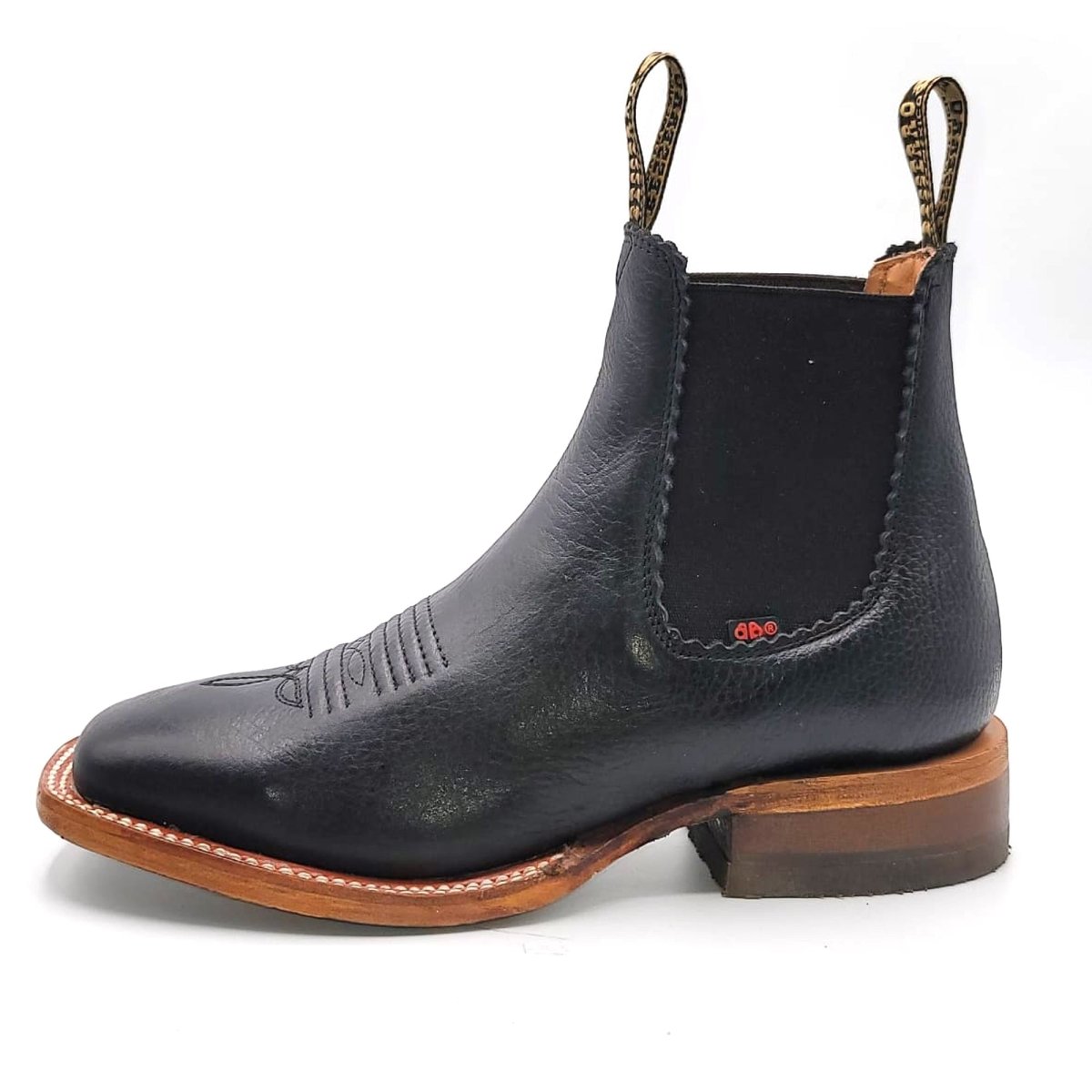 El Besserro Women's Square Toe Leather Ankle Boots Black - Hooch Boots