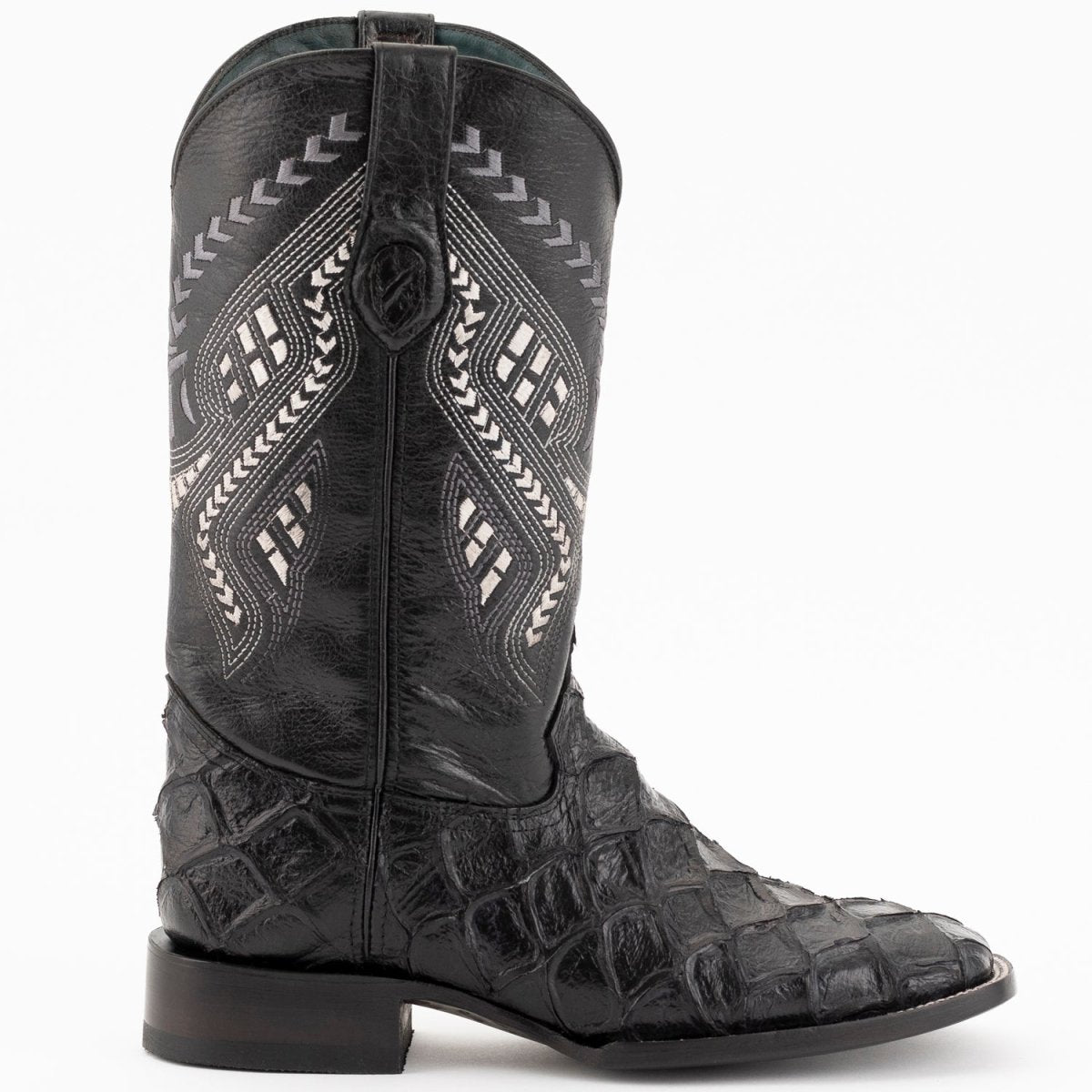 Ferrini Bronco Men's Print Pirarucu Fish Boots Handcrafted Black - Ferrini Boots