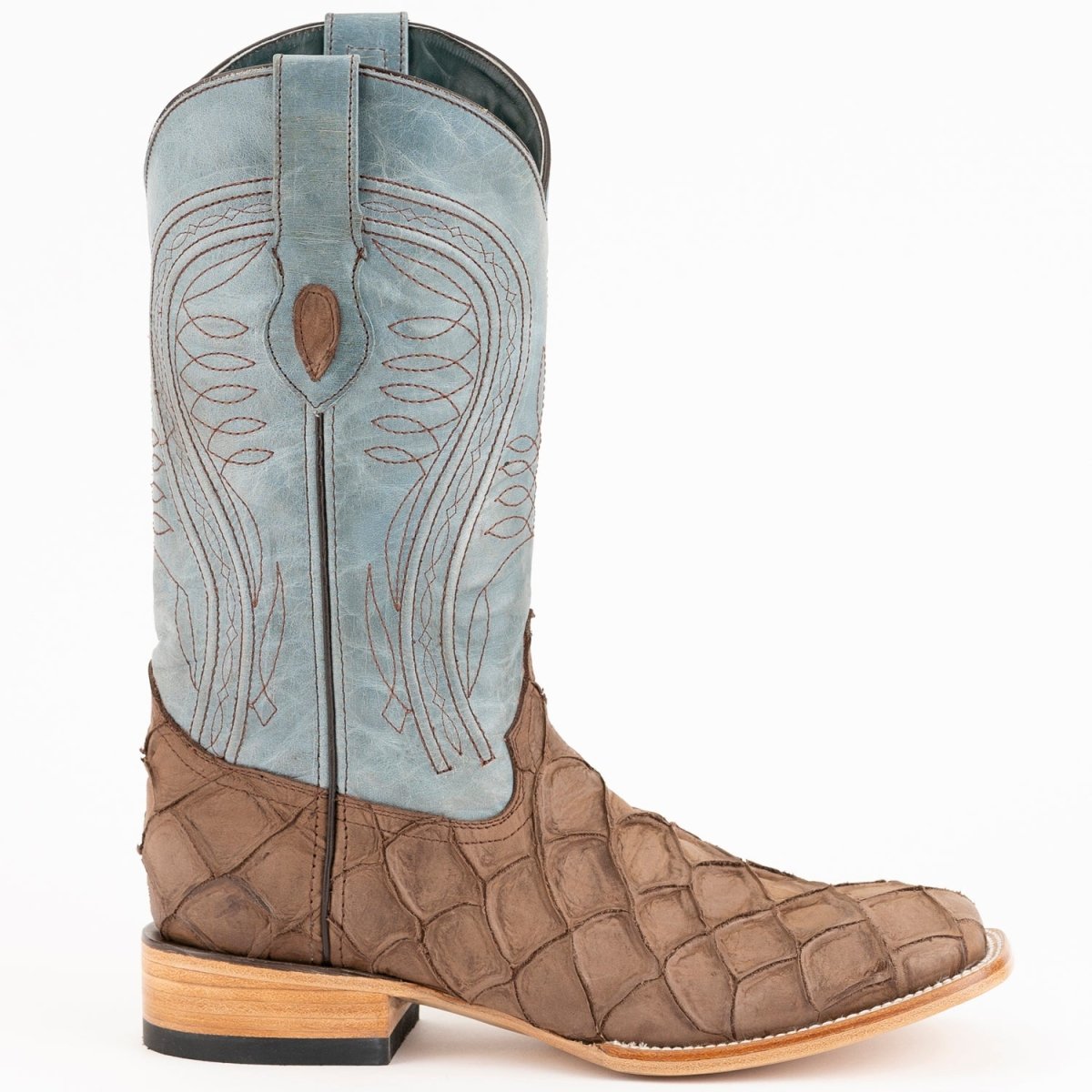 Ferrini Bronco Men's Print Pirarucu Fish Boots Handcrafted Brown - Ferrini Boots