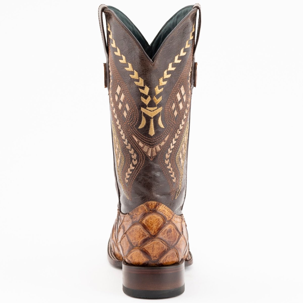 Ferrini Bronco Men's Print Pirarucu Fish Boots Handcrafted Cognac - Ferrini Boots