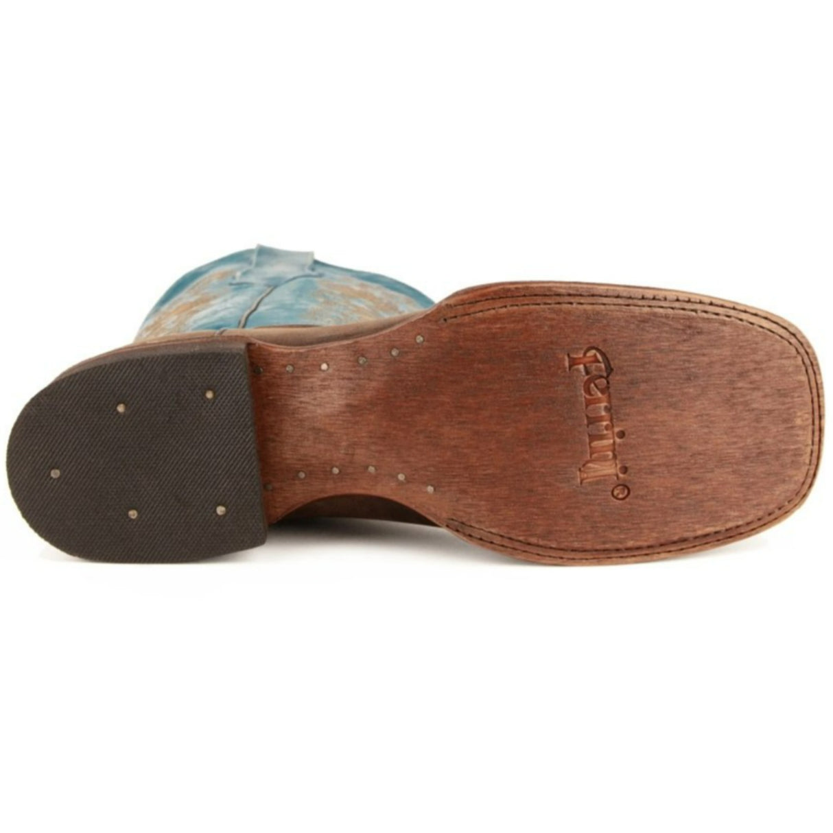 Ferrini Men's Blaze Hunter Square Toe Boots Handcrafted - Chocolate/Turquoise - Ferrini Boots