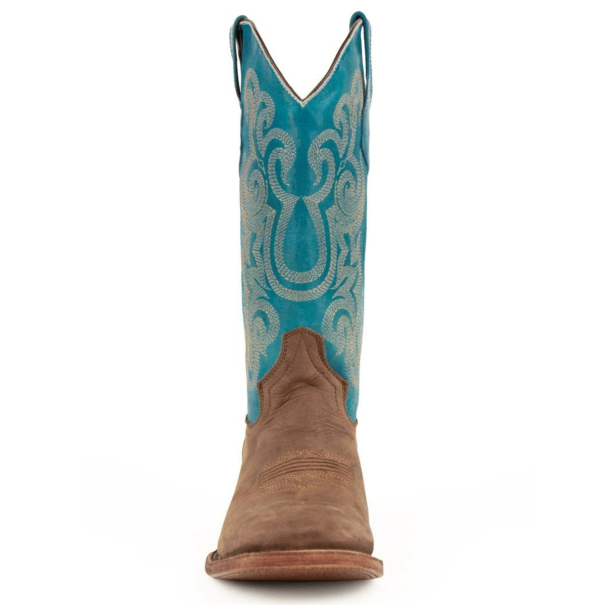 Ferrini Men's Blaze Hunter Square Toe Boots Handcrafted - Chocolate/Turquoise - Ferrini Boots