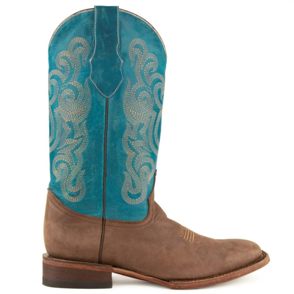 Ferrini Men's Blaze Hunter Square Toe Boots Handcrafted - Chocolate/Turquoise - Ferrini Boots