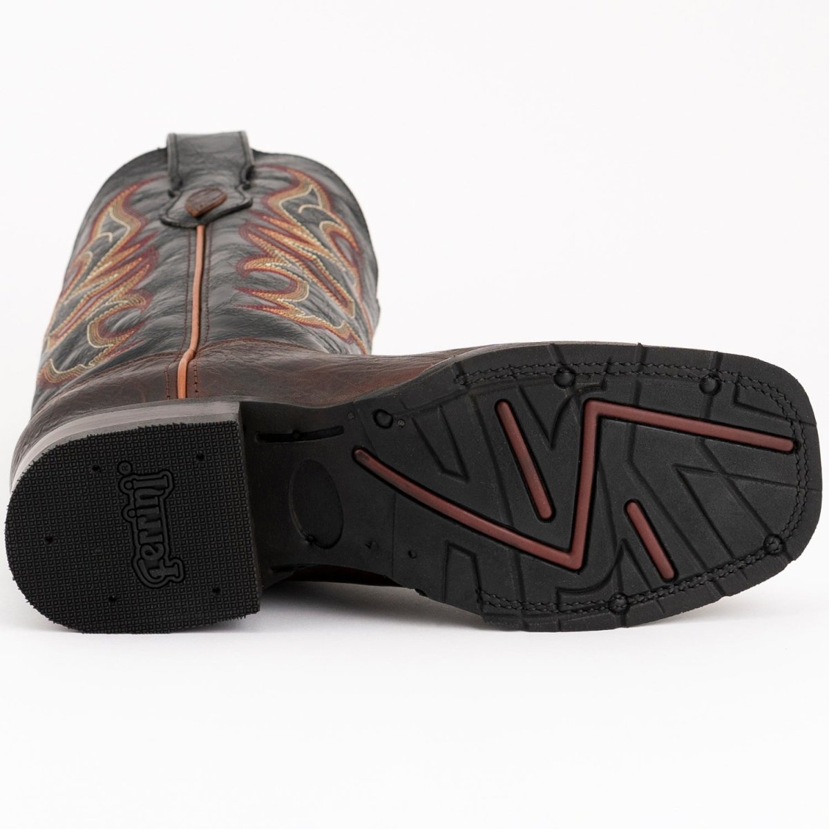 Ferrini Men's Blaze Leather Square Toe Boots Handcrafted - Chocolate - Ferrini Boots