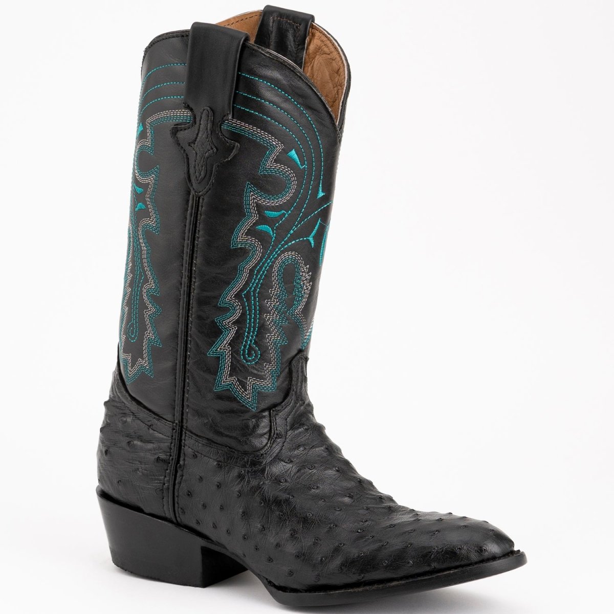 Ferrini Men's Colt Full Quill Ostrich Boots Handcrafted - Black - Ferrini Boots