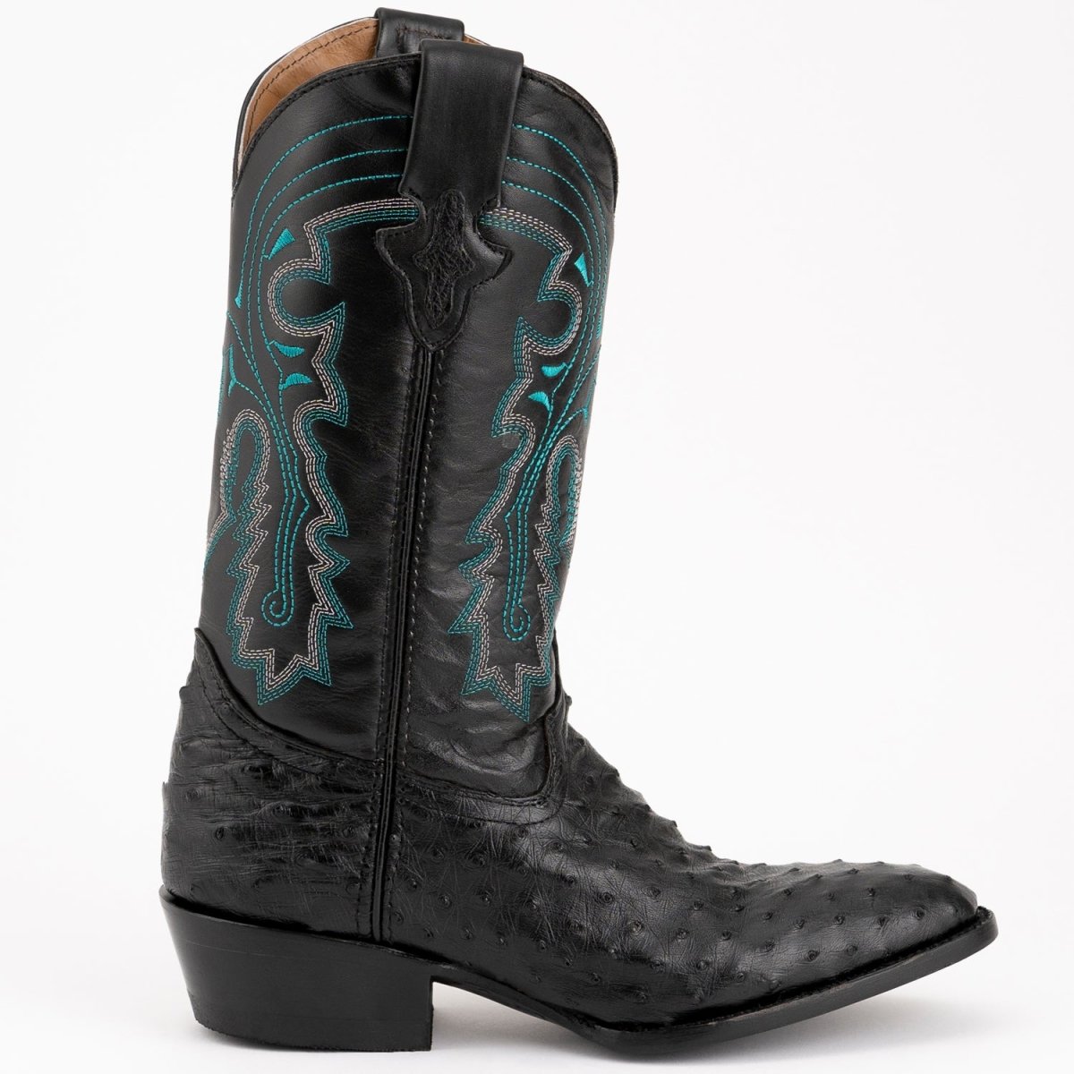Ferrini Men's Colt Full Quill Ostrich Boots Handcrafted - Black - Ferrini Boots