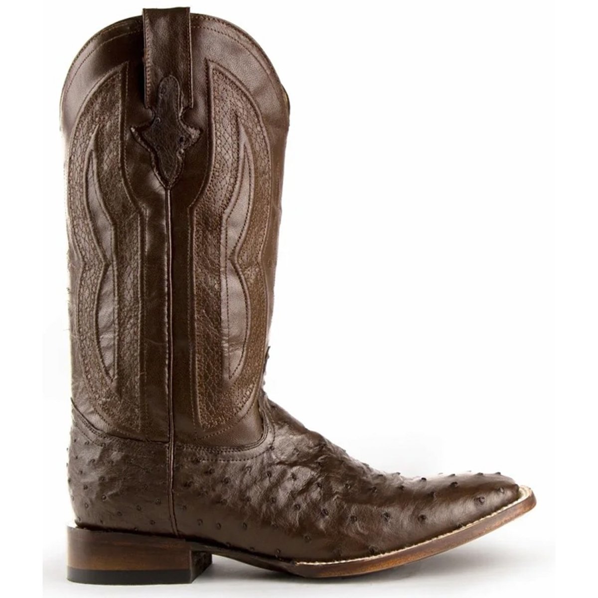 Ferrini Men's Colt Full Quill Ostrich Square Toe Boots Handcrafted - Chocolate - Ferrini Boots