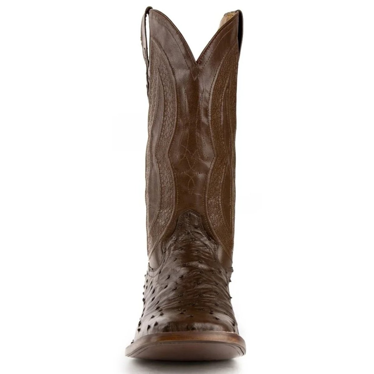 Ferrini Men's Colt Full Quill Ostrich Square Toe Boots Handcrafted - Chocolate - Ferrini Boots