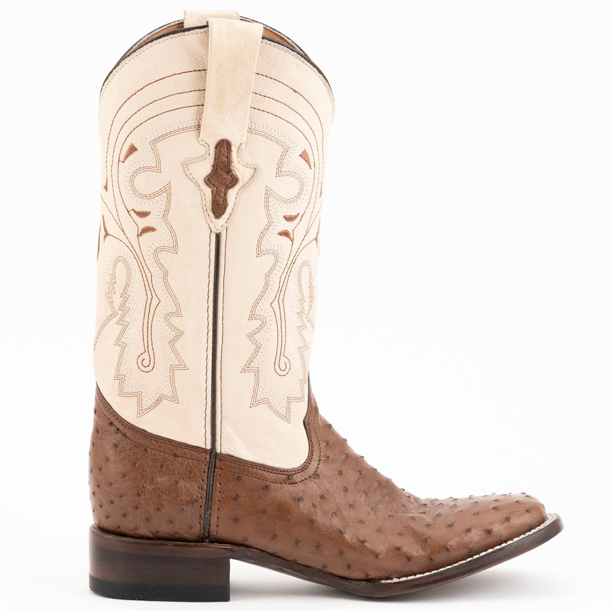 Ferrini Men's Colt Full Quill Ostrich Square Toe Boots Handcrafted - Kango Brown - Ferrini Boots
