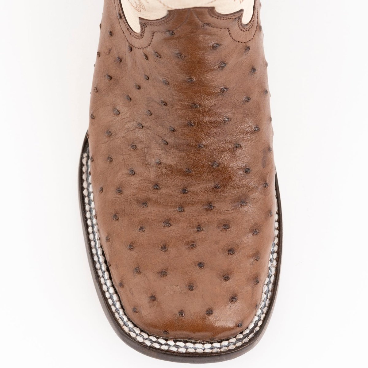 Ferrini Men's Colt Full Quill Ostrich Square Toe Boots Handcrafted - Kango Brown - Ferrini Boots