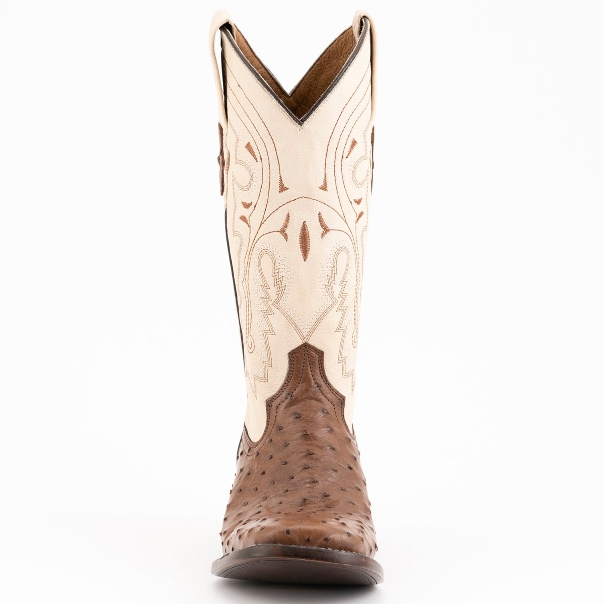 Ferrini Men's Colt Full Quill Ostrich Square Toe Boots Handcrafted - Kango Brown - Ferrini Boots
