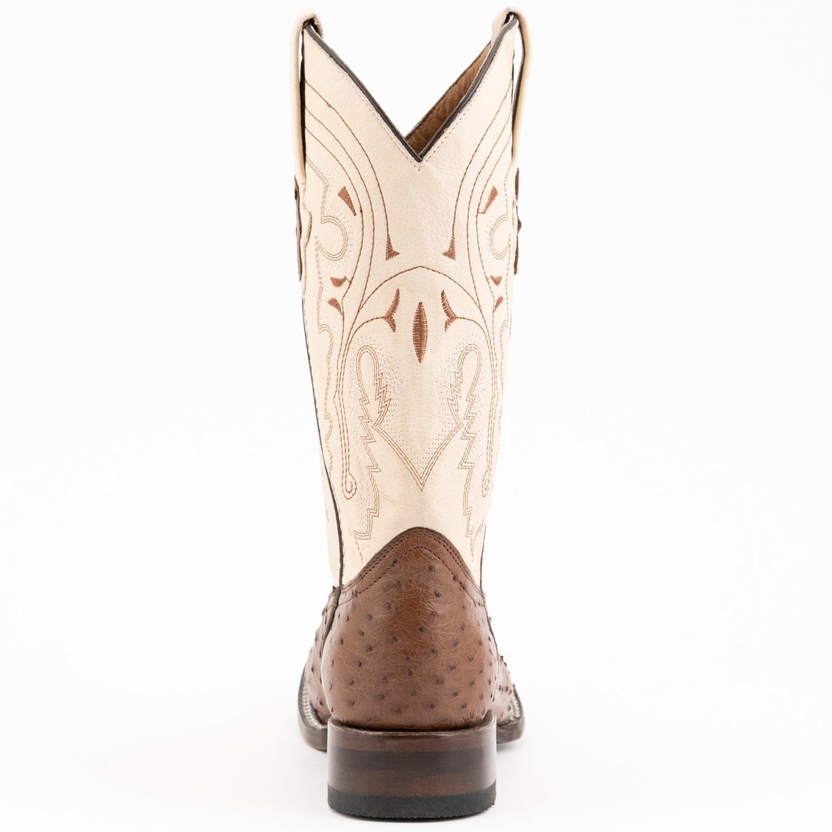 Ferrini Men's Colt Full Quill Ostrich Square Toe Boots Handcrafted - Kango Brown - Ferrini Boots