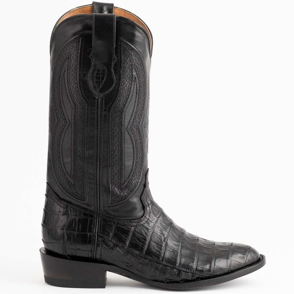 Ferrini Men's Dakota Belly Caiman Western Boots - Round Toe Handcrafted Black - Ferrini Boots
