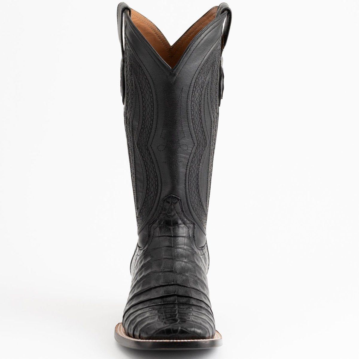 Ferrini Men's Dakota Belly Caiman Western Boots - Square Toe Handcrafted Black - Ferrini Boots