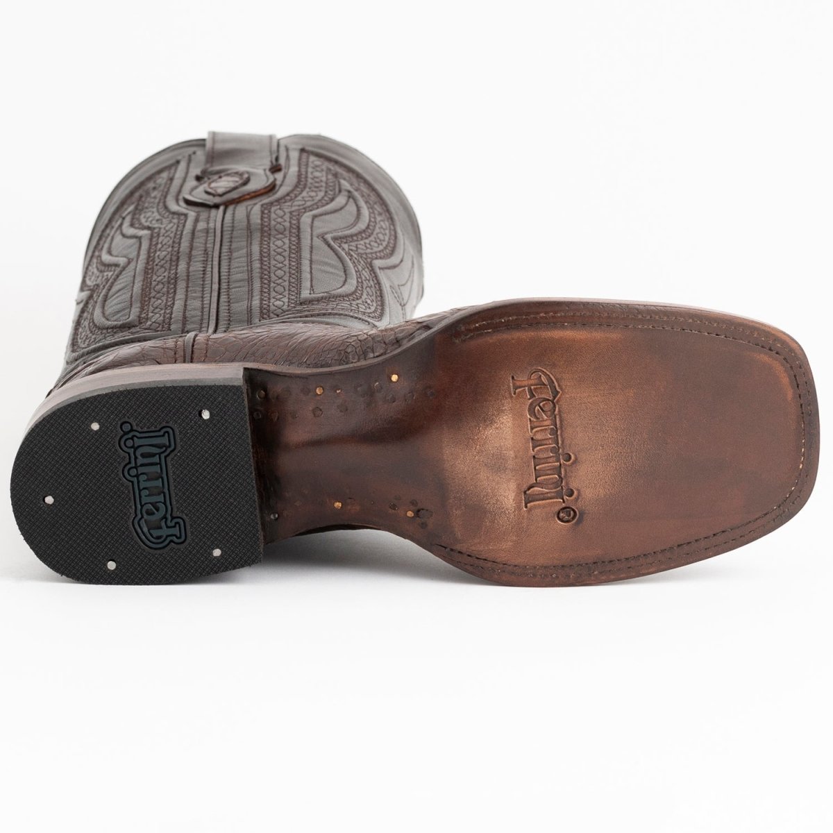 Ferrini Men's Dakota Belly Caiman Western Boots - Square Toe Handcrafted Chocolate - Ferrini Boots