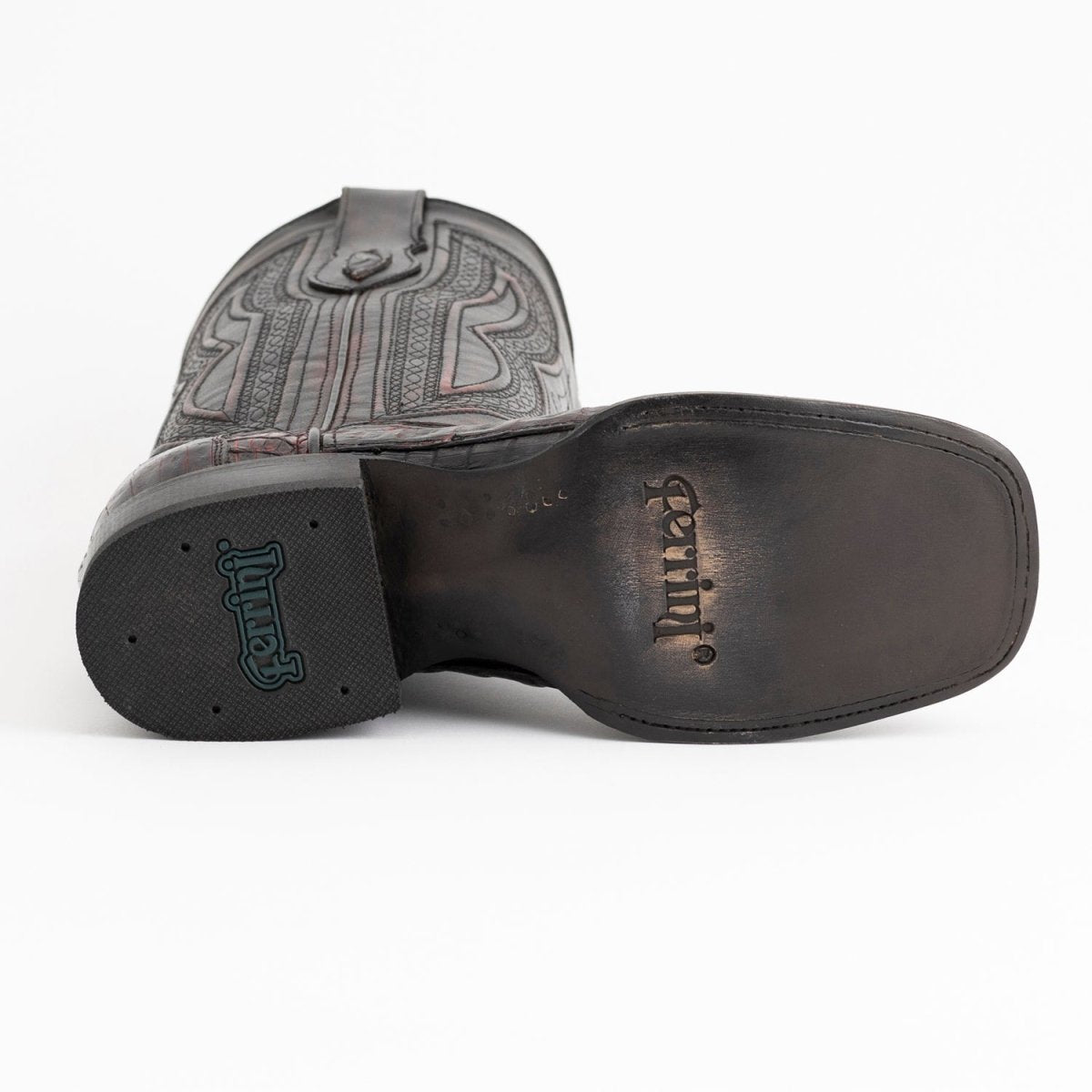 Ferrini Men's Dakota Hornback Caiman Boots - Square Toe Handcrafted Black Cherry - Ferrini Boots