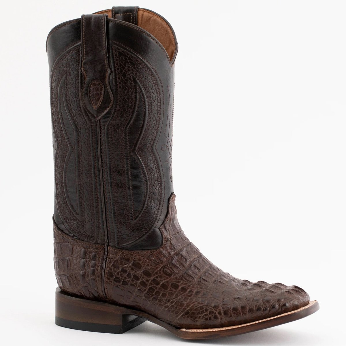 Ferrini Men's Dakota Hornback Caiman Boots - Square Toe Handcrafted Brown - Ferrini Boots