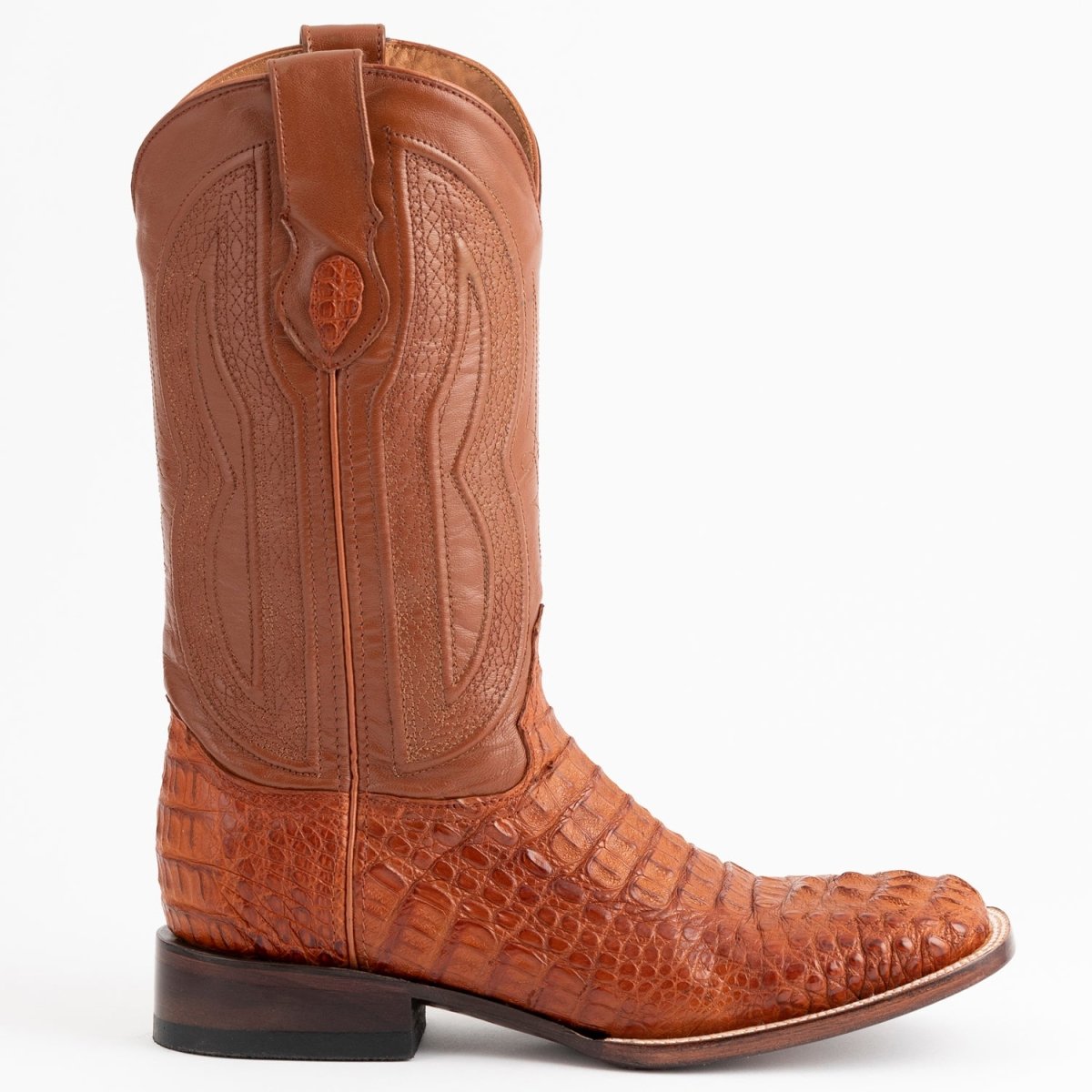 Ferrini Men's Dakota Hornback Caiman Boots - Square Toe Handcrafted Cognac - Ferrini Boots