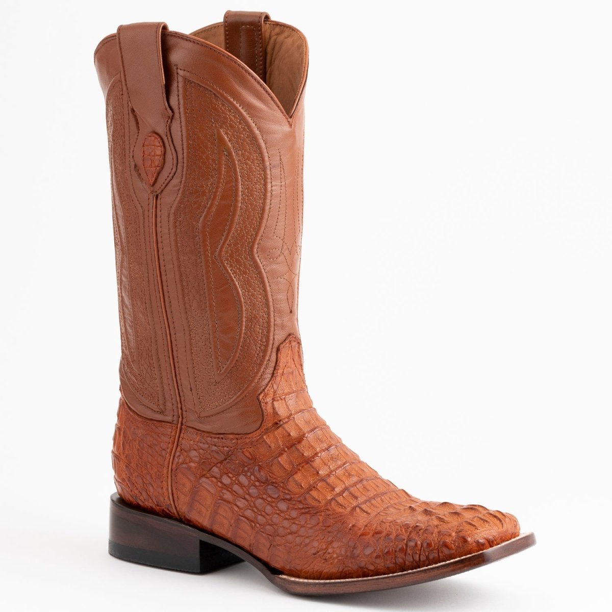 Ferrini Men's Dakota Hornback Caiman Boots - Square Toe Handcrafted Cognac - Ferrini Boots