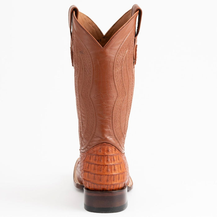 Ferrini Men's Dakota Hornback Caiman Boots - Square Toe Handcrafted Cognac - Ferrini Boots