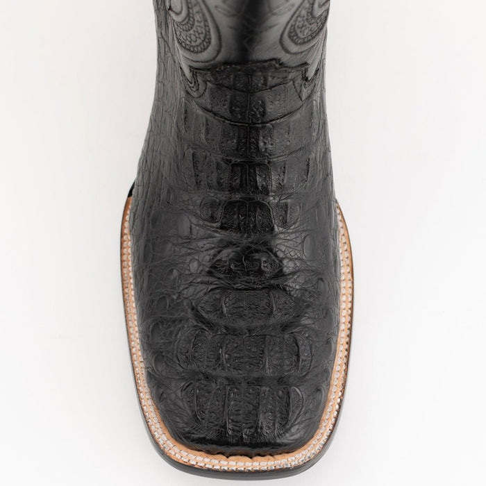 Ferrini Men's Dakota Hornback Caiman Western Boots - Square Toe Handcrafted Black - Ferrini Boots